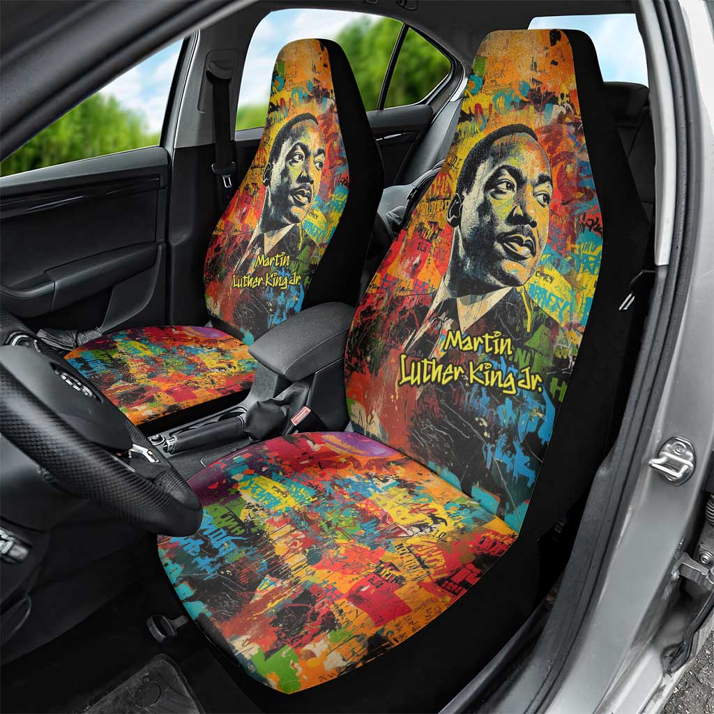 Martin Luther King Jr Car Seat Cover Colorful Street Art Portrait Black History Graffiti Style - African Pride