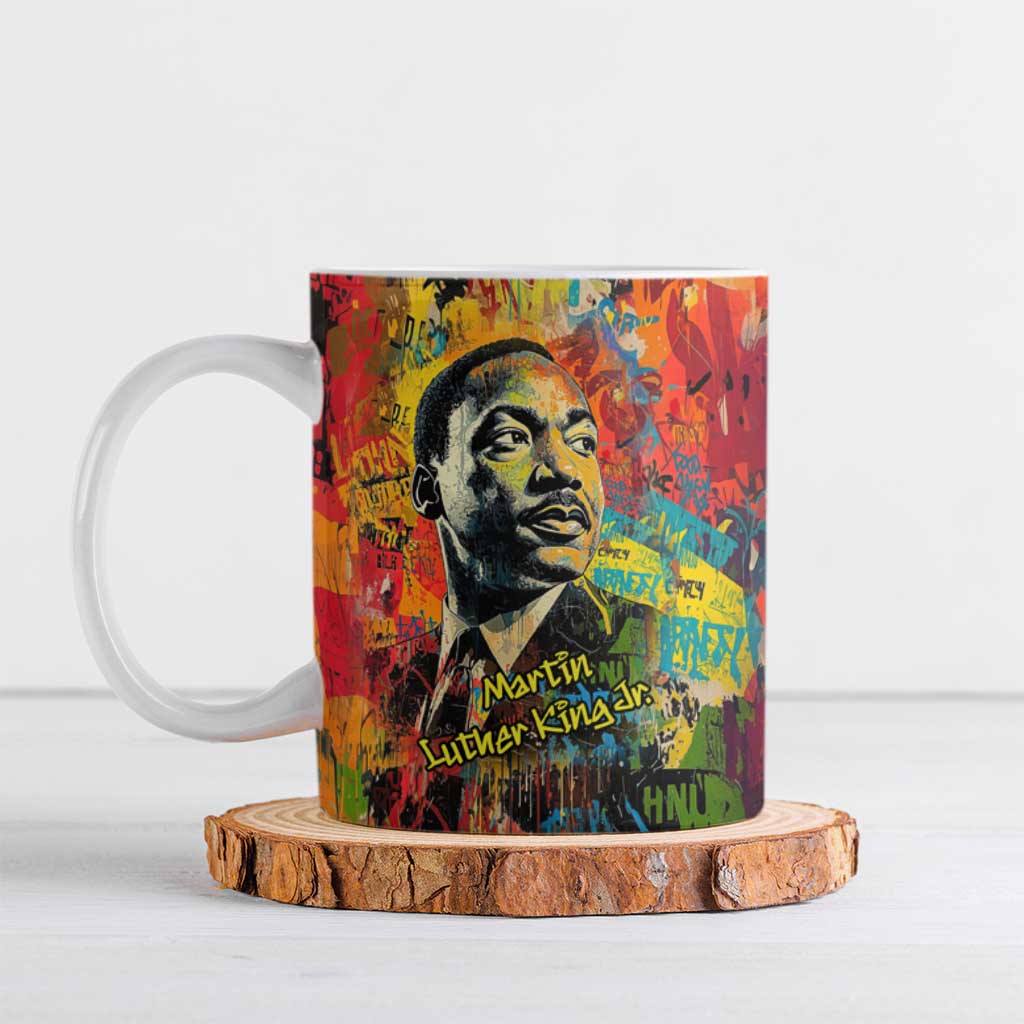 Martin Luther King Jr Ceramic Mug Colorful Street Art Portrait Black History Graffiti Style - African Pride