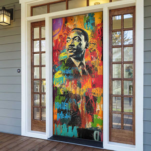 Martin Luther King Jr Door Cover Colorful Street Art Portrait Black History Graffiti Style - African Pride