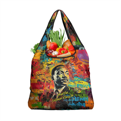 Martin Luther King Jr Grocery Bag Colorful Street Art Portrait Black History Graffiti Style - African Pride
