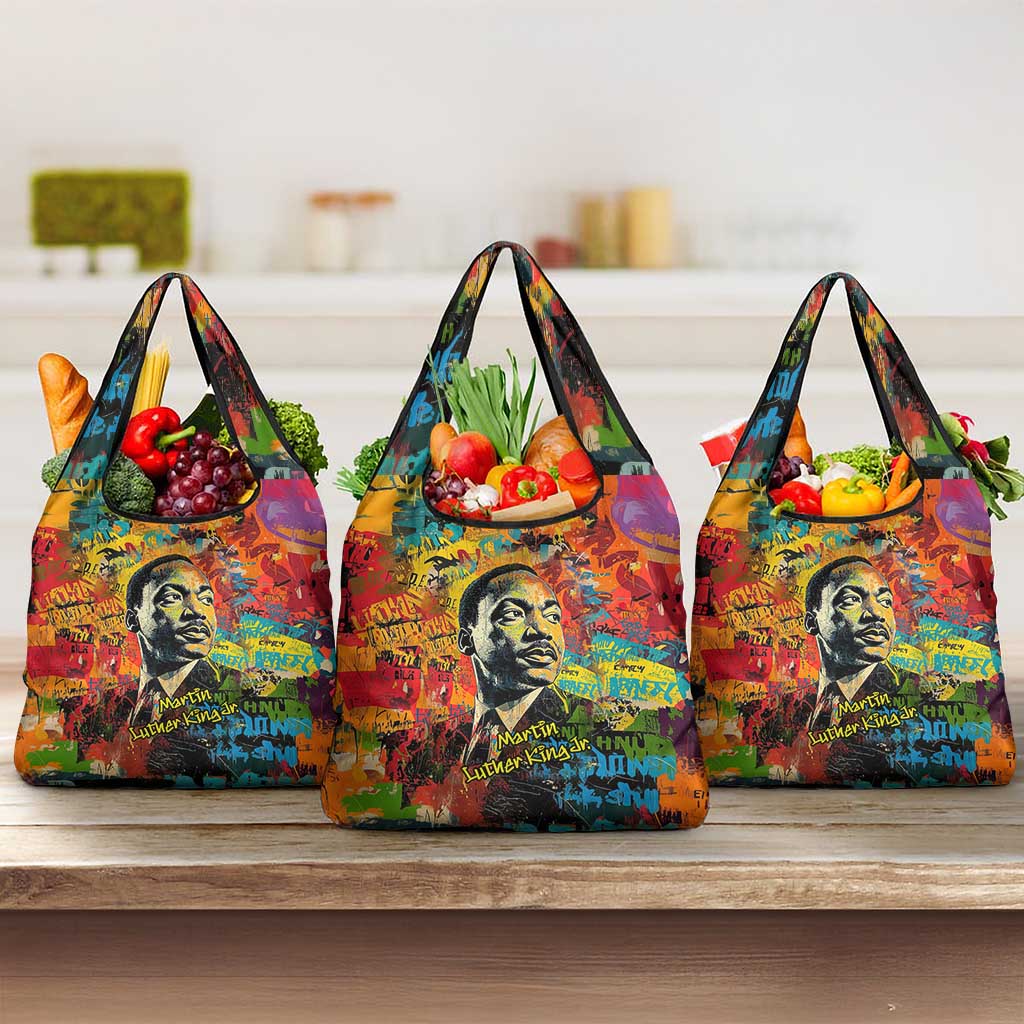 Martin Luther King Jr Grocery Bag Colorful Street Art Portrait Black History Graffiti Style - African Pride