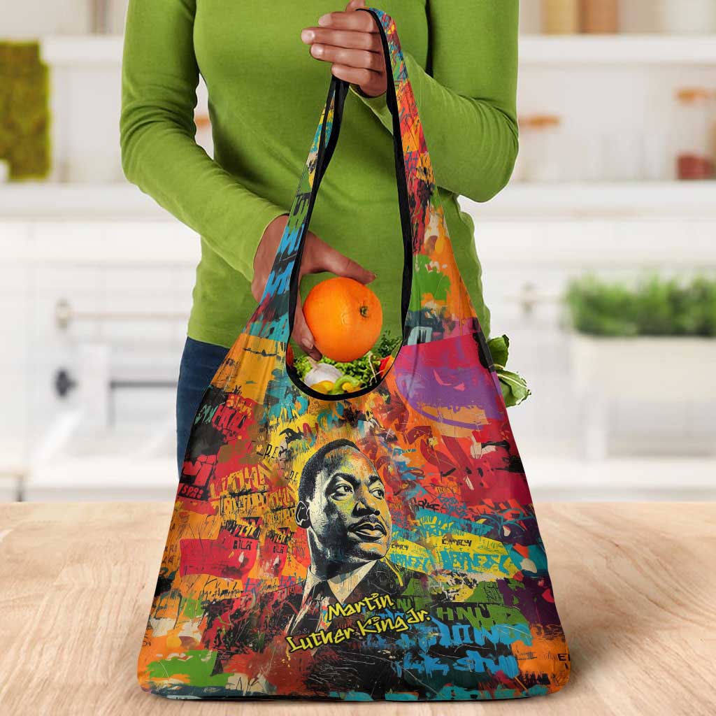 Martin Luther King Jr Grocery Bag Colorful Street Art Portrait Black History Graffiti Style - African Pride