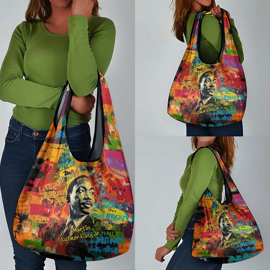 Martin Luther King Jr Grocery Bag Colorful Street Art Portrait Black History Graffiti Style - African Pride