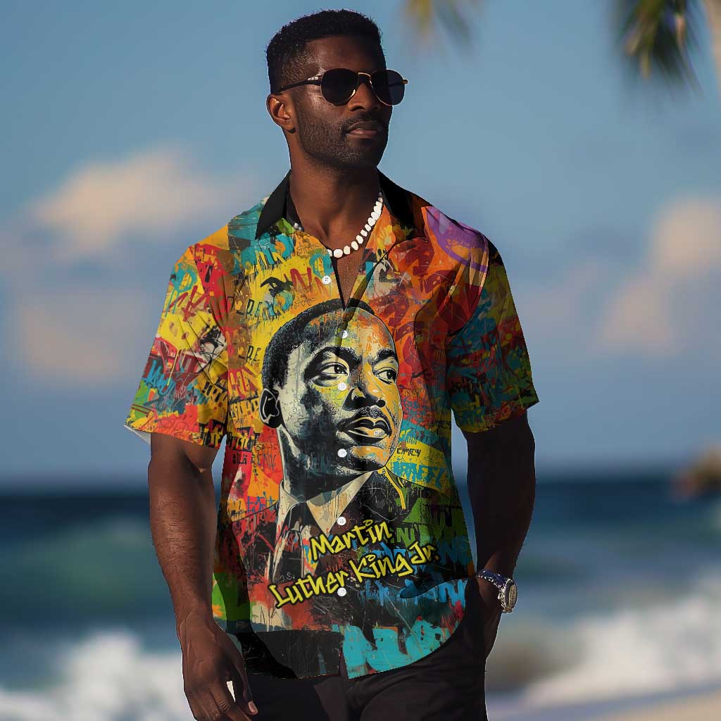 Martin Luther King Jr Hawaiian Shirt Colorful Street Art Portrait Black History Graffiti Style TS04