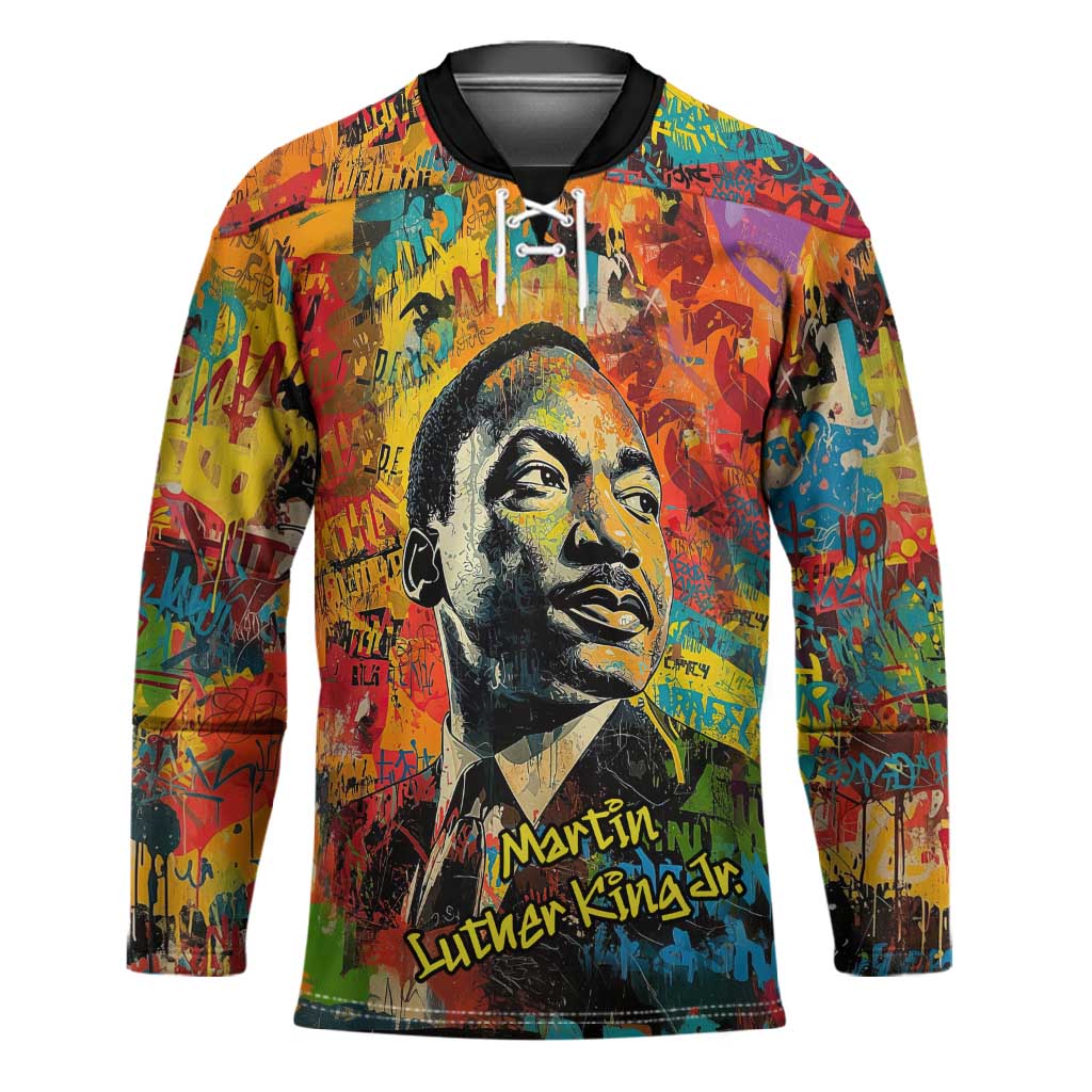 Martin Luther King Jr Hockey Jersey Colorful Street Art Portrait Black History Graffiti Style - African Pride