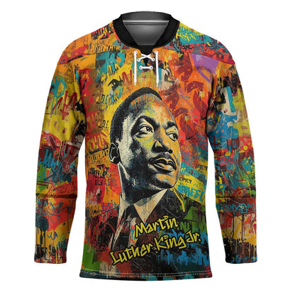 Martin Luther King Jr Hockey Jersey Colorful Street Art Portrait Black History Graffiti Style - African Pride
