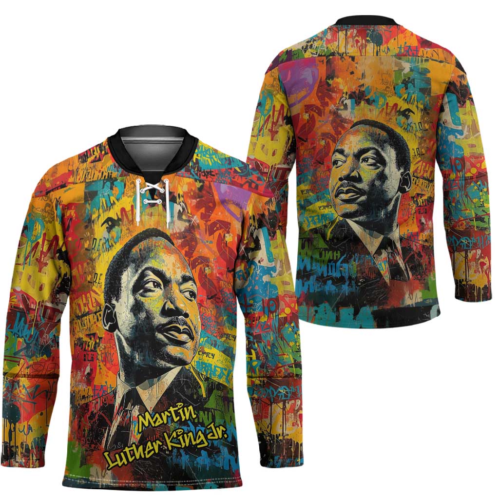 Martin Luther King Jr Hockey Jersey Colorful Street Art Portrait Black History Graffiti Style - African Pride