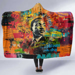 Martin Luther King Jr Hooded Blanket Colorful Street Art Portrait Black History Graffiti Style - African Pride