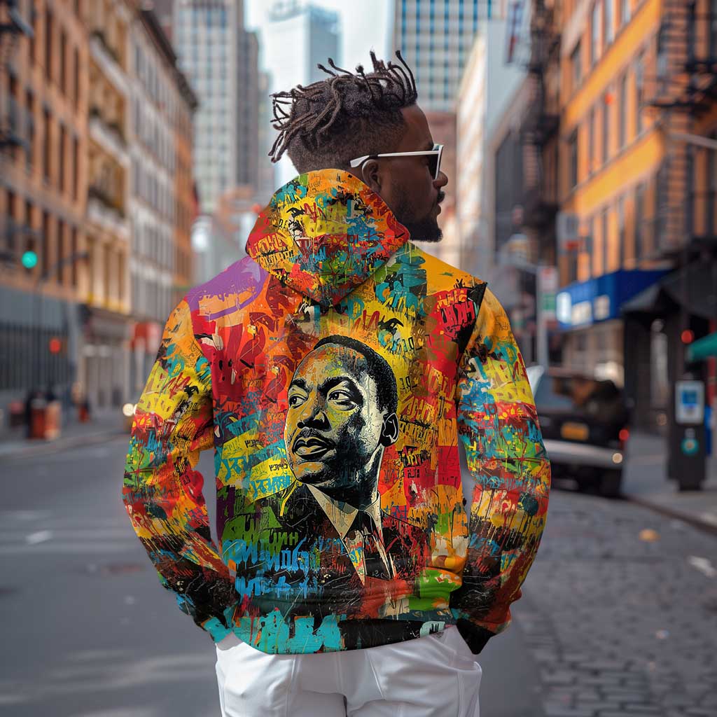 Martin Luther King Jr Hoodie Colorful Street Art Portrait Black History Graffiti Style - African Pride