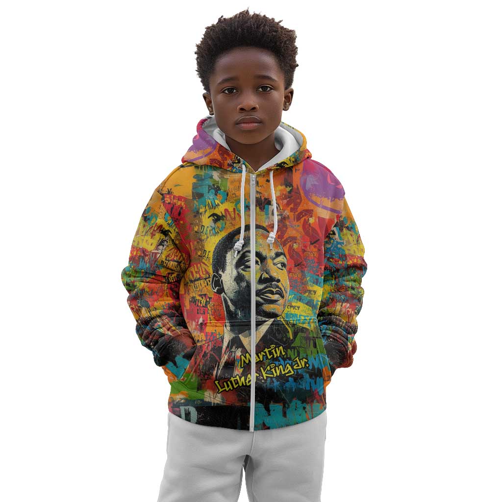 Martin Luther King Jr Kid Hoodie Colorful Street Art Portrait Black History Graffiti Style - African Pride
