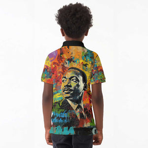 Martin Luther King Jr Kid Polo Shirt Colorful Street Art Portrait Black History Graffiti Style TS04