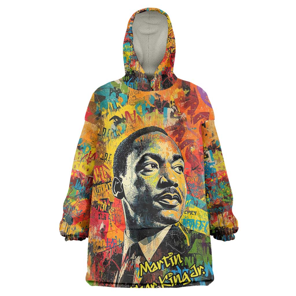 Martin Luther King Jr Kid Wearable Blanket Hoodie Colorful Street Art Portrait Black History Graffiti Style - African Pride