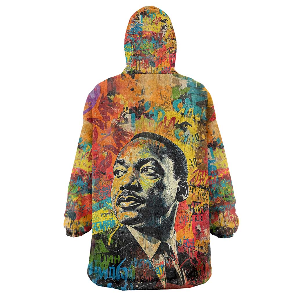 Martin Luther King Jr Kid Wearable Blanket Hoodie Colorful Street Art Portrait Black History Graffiti Style - African Pride