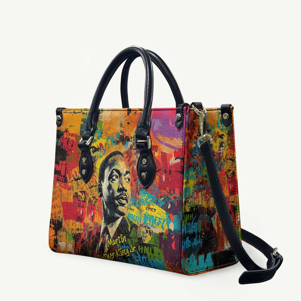 Martin Luther King Jr Leather Bag Colorful Street Art Portrait Black History Graffiti Style - African Pride