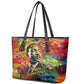 Martin Luther King Jr Leather Tote Bag Colorful Street Art Portrait Black History Graffiti Style - African Pride