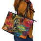 Martin Luther King Jr Leather Tote Bag Colorful Street Art Portrait Black History Graffiti Style - African Pride