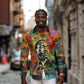 Martin Luther King Jr Long Sleeve Button Shirt Colorful Street Art Portrait Black History Graffiti Style - African Pride