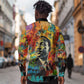 Martin Luther King Jr Long Sleeve Button Shirt Colorful Street Art Portrait Black History Graffiti Style - African Pride