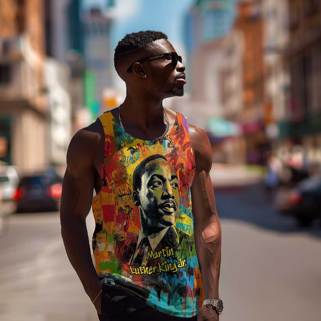 Martin Luther King Jr Men Tank Top Colorful Street Art Portrait Black History Graffiti Style - African Pride