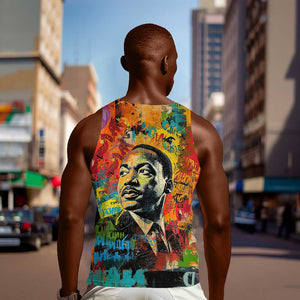 Martin Luther King Jr Men Tank Top Colorful Street Art Portrait Black History Graffiti Style - African Pride