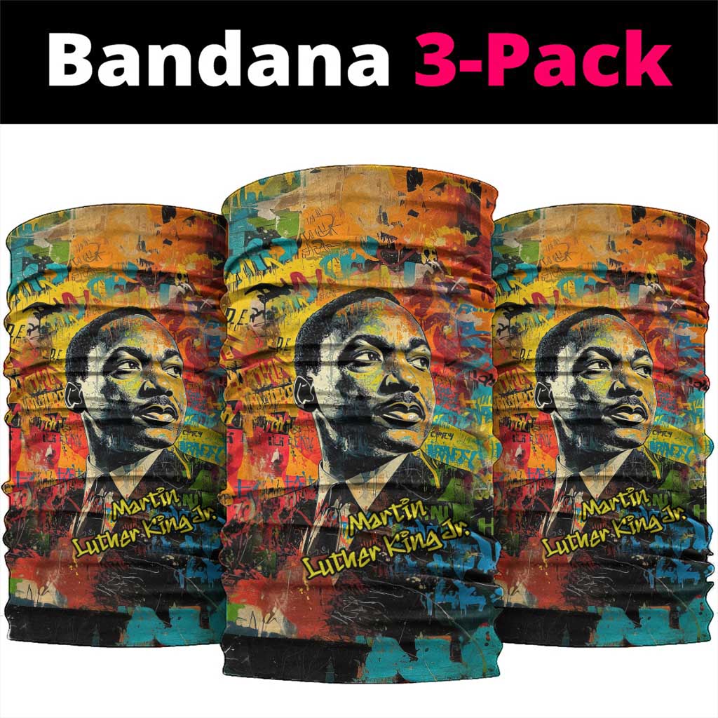 Martin Luther King Jr Neck Gaiter Colorful Street Art Portrait Black History Graffiti Style - African Pride