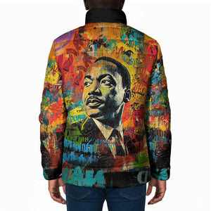 Martin Luther King Jr Padded Jacket Colorful Street Art Portrait Black History Graffiti Style - African Pride