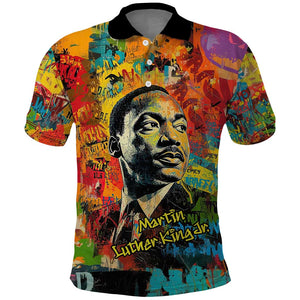 Martin Luther King Jr Polo Shirt Colorful Street Art Portrait Black History Graffiti Style TS04