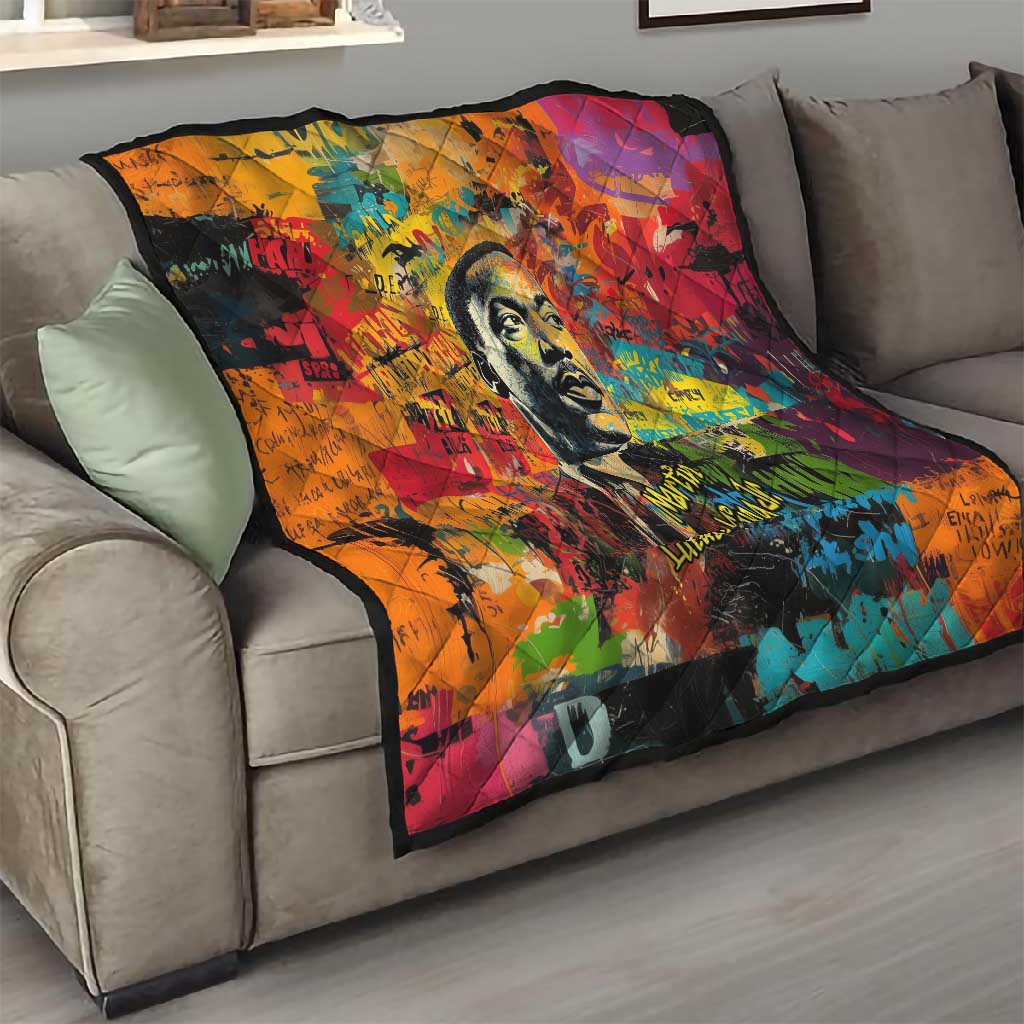 Martin Luther King Jr Quilt Colorful Street Art Portrait Black History Graffiti Style - African Pride