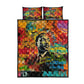 Martin Luther King Jr Quilt Bed Set Colorful Street Art Portrait Black History Graffiti Style - African Pride