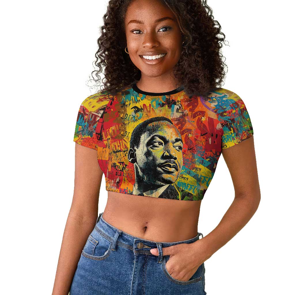 Martin Luther King Jr Raglan Cropped T shirt Colorful Street Art Portrait Black History Graffiti Style TS04