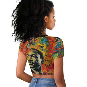 Martin Luther King Jr Raglan Cropped T shirt Colorful Street Art Portrait Black History Graffiti Style TS04