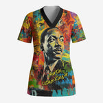 Martin Luther King Jr Scrub Top Colorful Street Art Portrait Black History Graffiti Style - African Pride