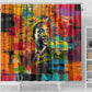 Martin Luther King Jr Shower Curtain Colorful Street Art Portrait Black History Graffiti Style - African Pride