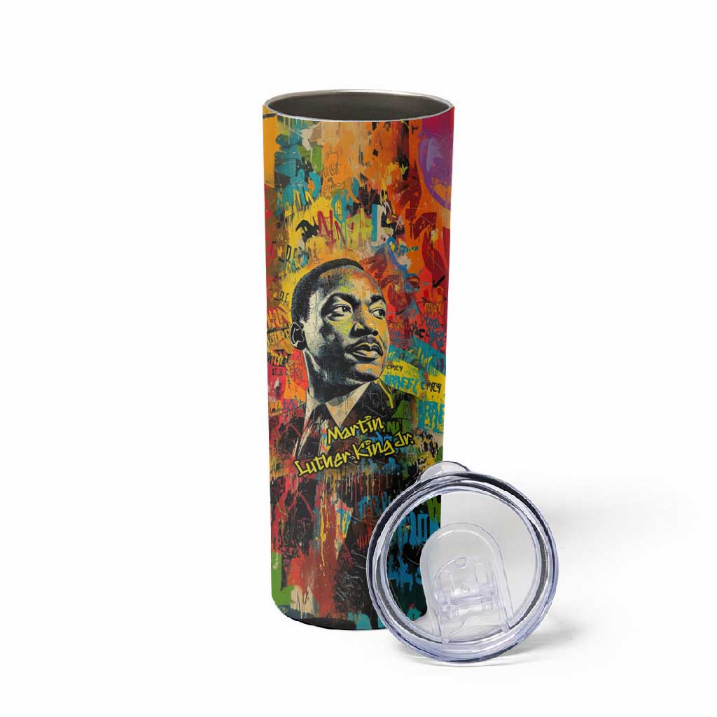 Martin Luther King Jr Skinny Tumbler Colorful Street Art Portrait Black History Graffiti Style - African Pride