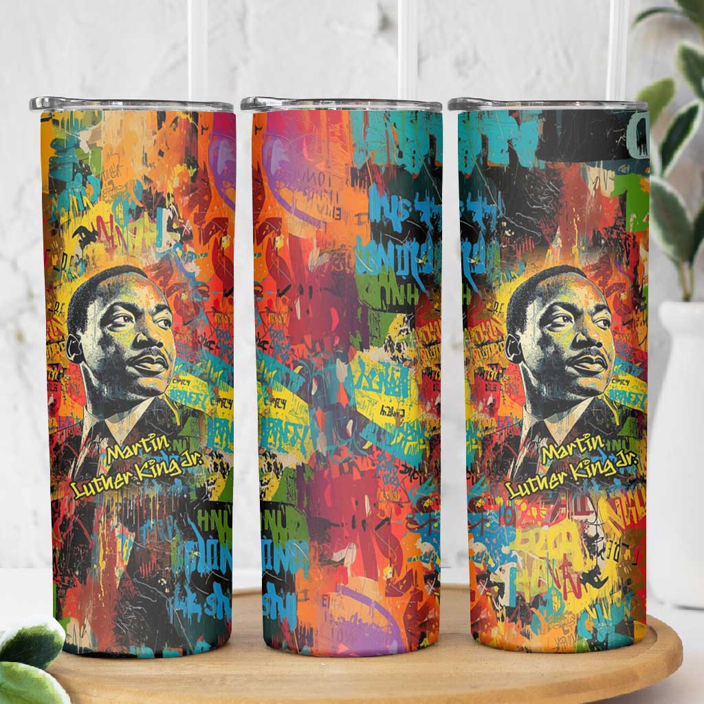 Martin Luther King Jr Skinny Tumbler Colorful Street Art Portrait Black History Graffiti Style - African Pride