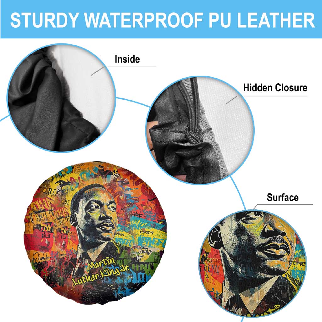 Martin Luther King Jr Spare Tire Cover Colorful Street Art Portrait Black History Graffiti Style - African Pride