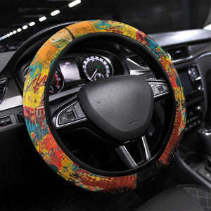 Martin Luther King Jr Steering Wheel Cover Colorful Street Art Portrait Black History Graffiti Style - African Pride