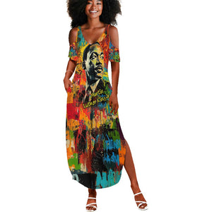Martin Luther King Jr Summer Maxi Dress Colorful Street Art Portrait Black History Graffiti Style TS04