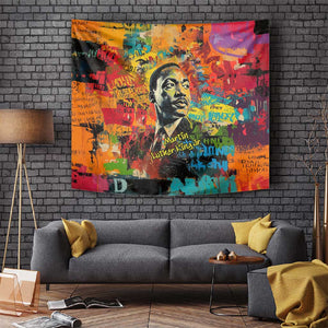 Martin Luther King Jr Tapestry Colorful Street Art Portrait Black History Graffiti Style - African Pride