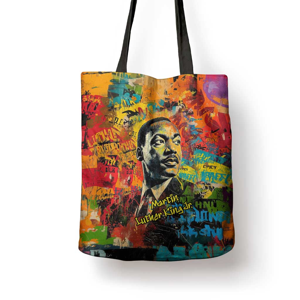 Martin Luther King Jr Tote Bag Colorful Street Art Portrait Black History Graffiti Style - African Pride
