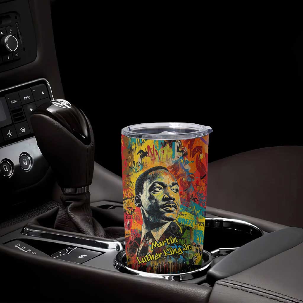 Martin Luther King Jr Tumbler Cup Colorful Street Art Portrait Black History Graffiti Style - African Pride