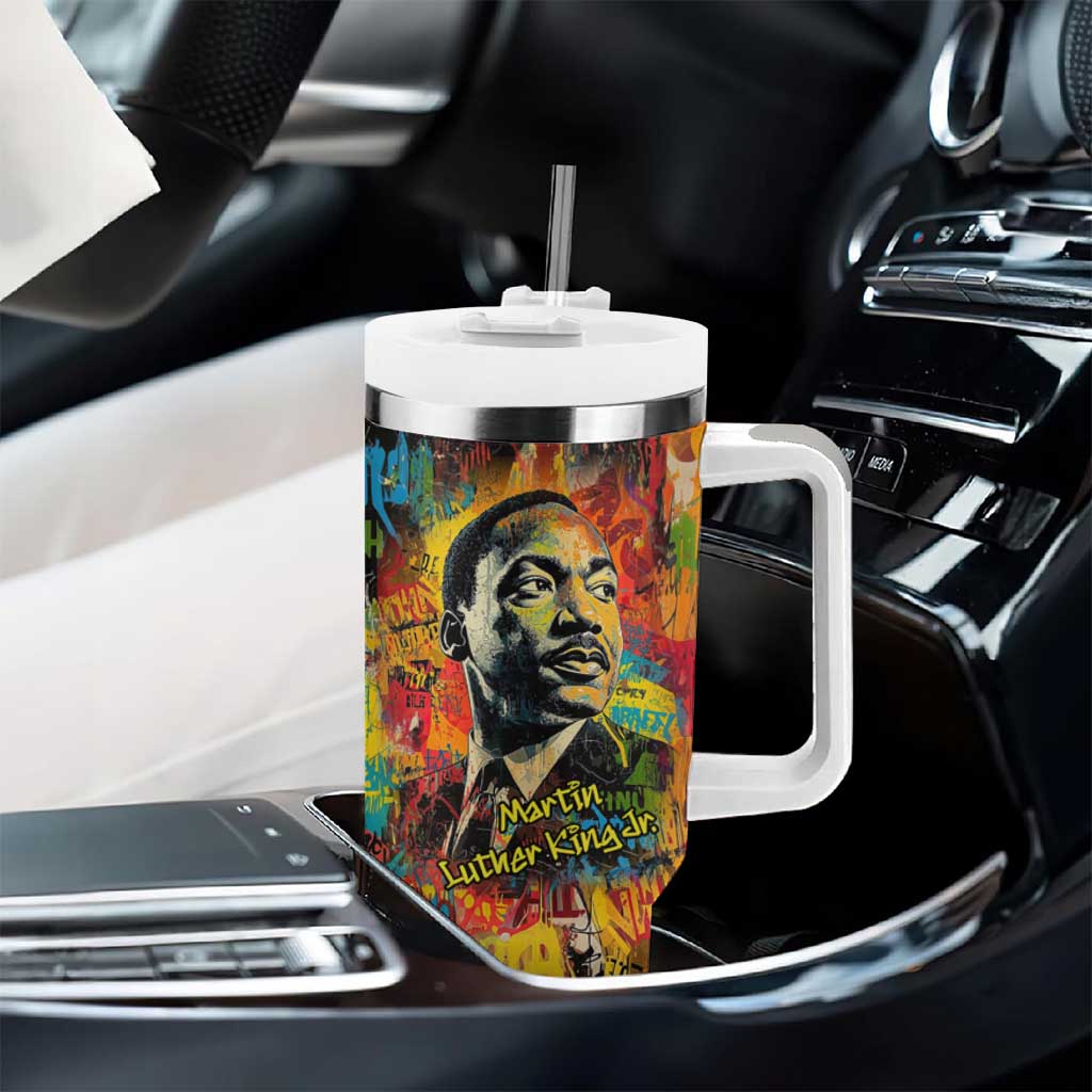 Martin Luther King Jr Tumbler With Handle Colorful Street Art Portrait Black History Graffiti Style - African Pride