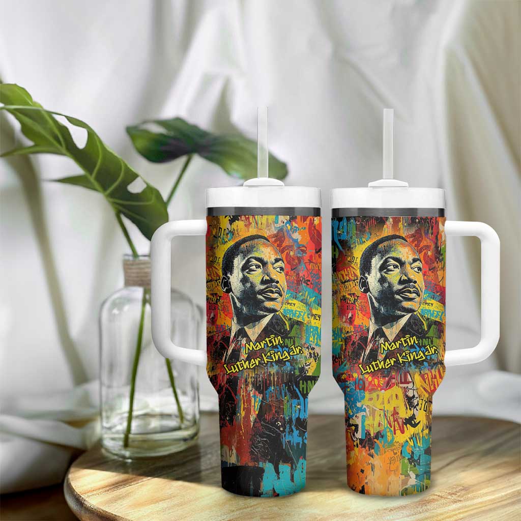 Martin Luther King Jr Tumbler With Handle Colorful Street Art Portrait Black History Graffiti Style - African Pride