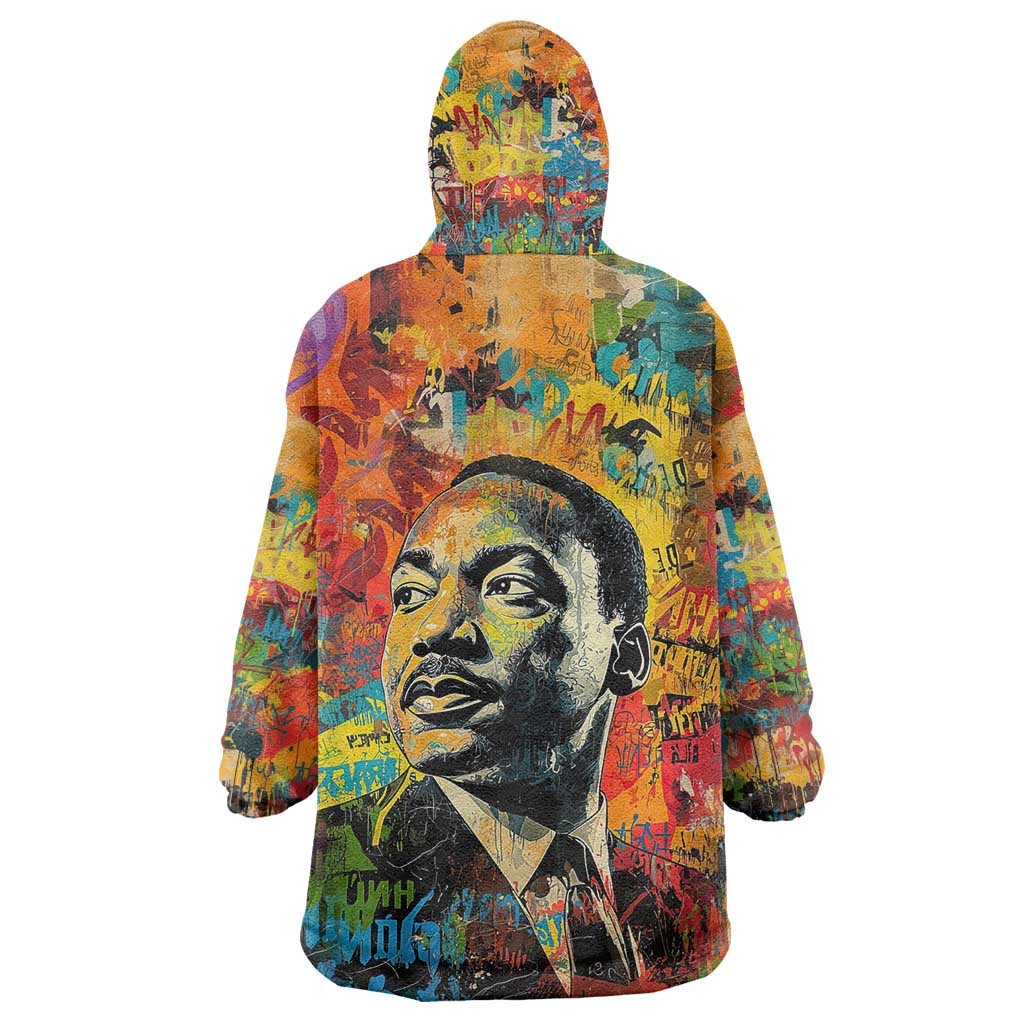 Martin Luther King Jr Wearable Blanket Hoodie Colorful Street Art Portrait Black History Graffiti Style - African Pride