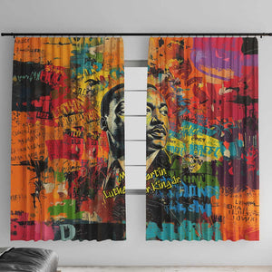 Martin Luther King Jr Window Curtain Colorful Street Art Portrait Black History Graffiti Style - African Pride