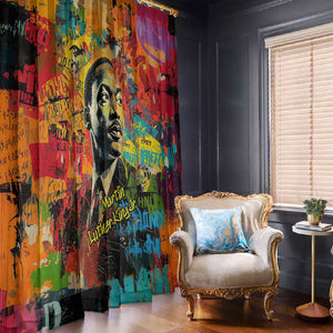 Martin Luther King Jr Window Curtain Colorful Street Art Portrait Black History Graffiti Style - African Pride
