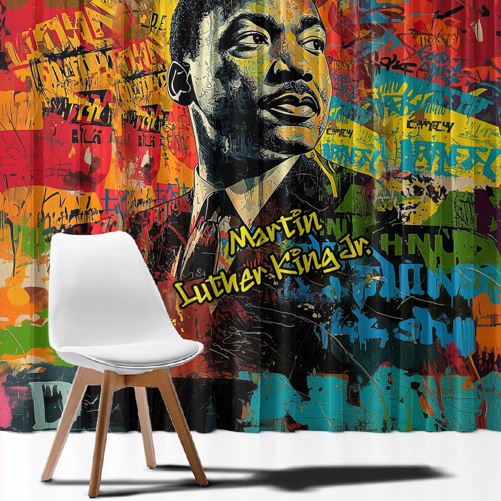 Martin Luther King Jr Window Curtain Colorful Street Art Portrait Black History Graffiti Style - African Pride