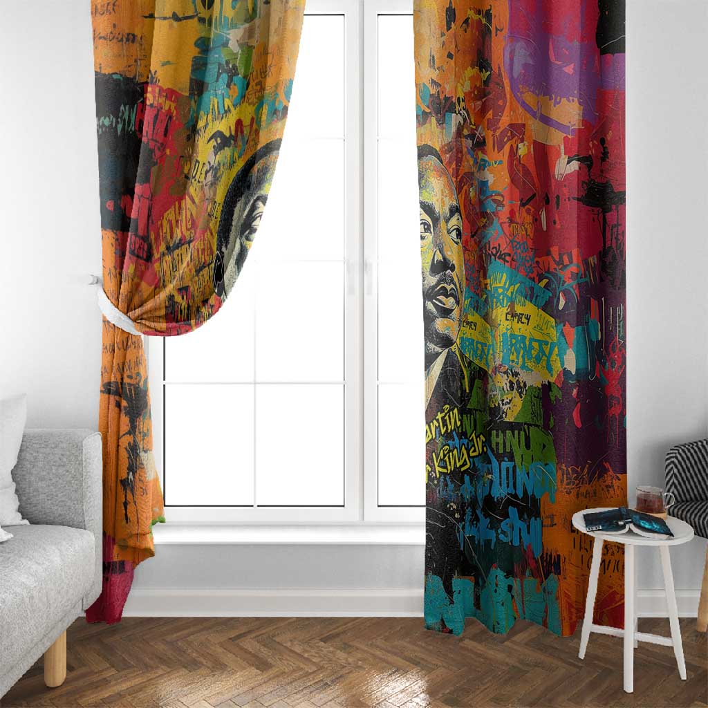 Martin Luther King Jr Window Curtain Colorful Street Art Portrait Black History Graffiti Style - African Pride