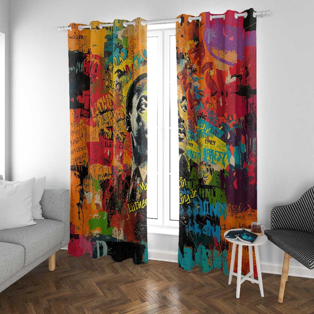 Martin Luther King Jr Window Curtain Colorful Street Art Portrait Black History Graffiti Style - African Pride