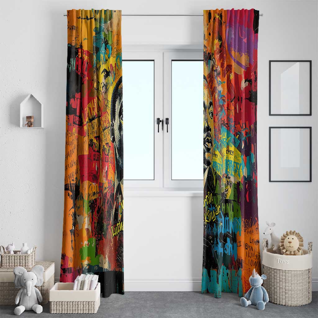Martin Luther King Jr Window Curtain Colorful Street Art Portrait Black History Graffiti Style - African Pride